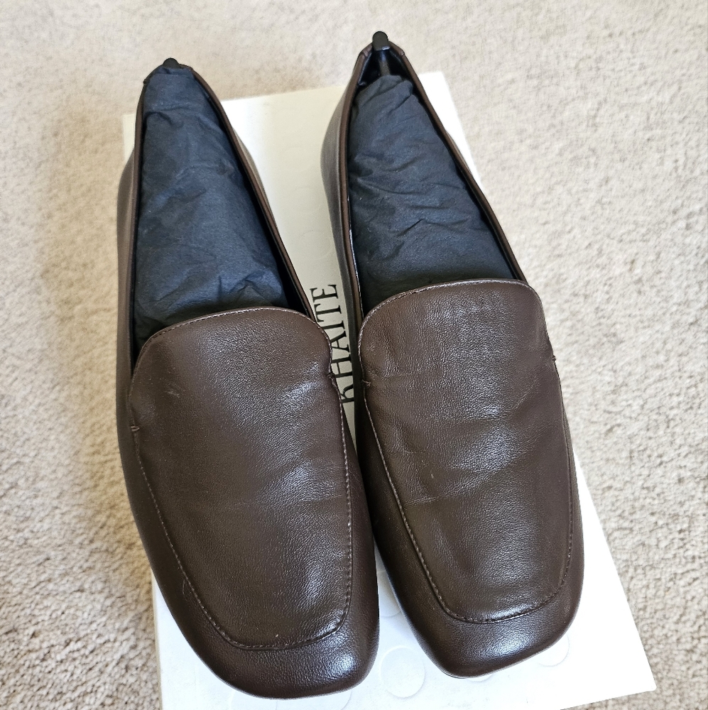 Khaite Monroe Square Toe Loafers Chocolate Brown 37